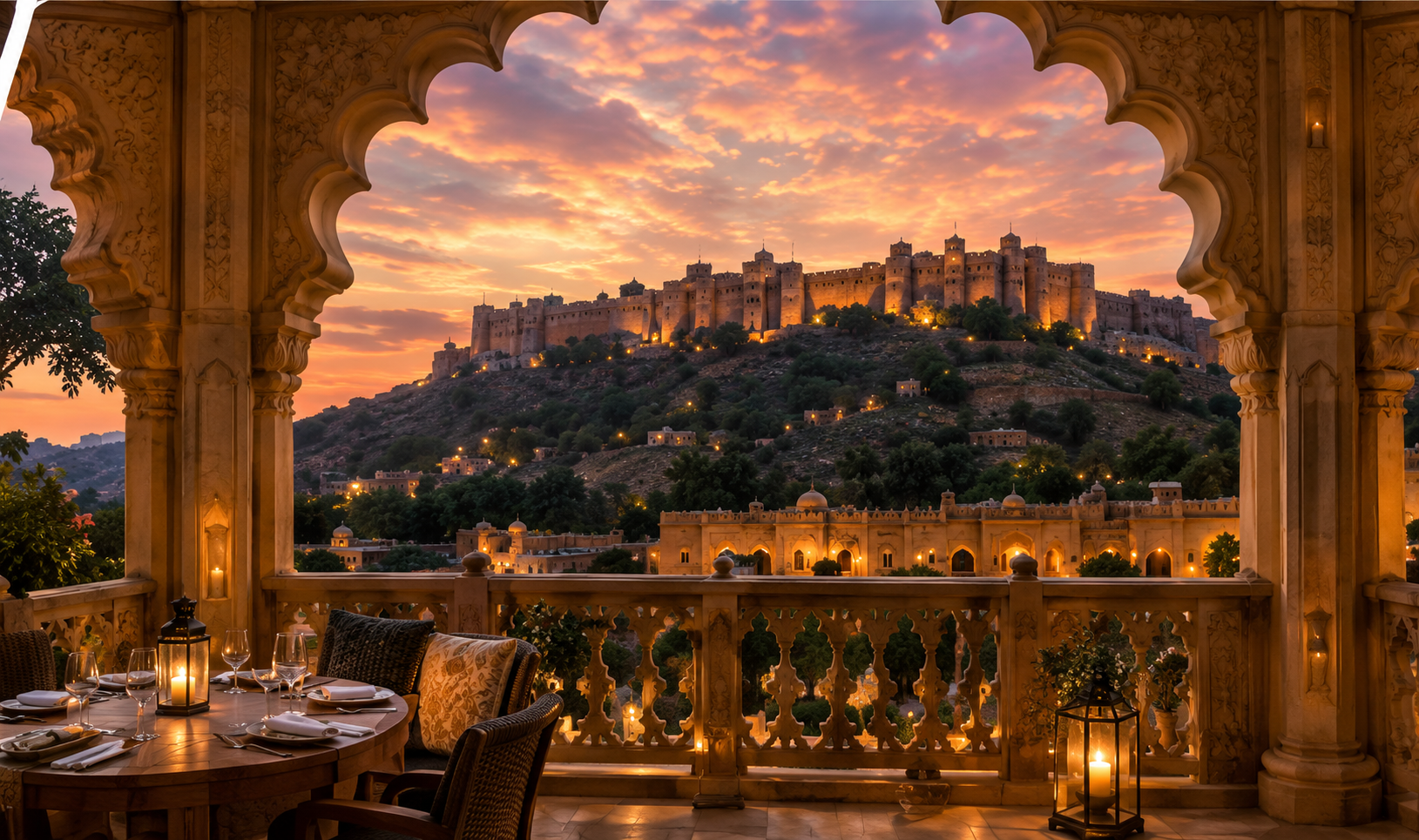 Heritage Arched Balcony Overlooking Jaisalmer Fort
